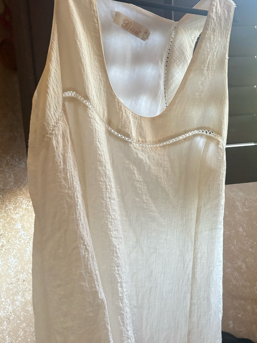 Bliss Cream Sleeveless Braided-Trim Sundress